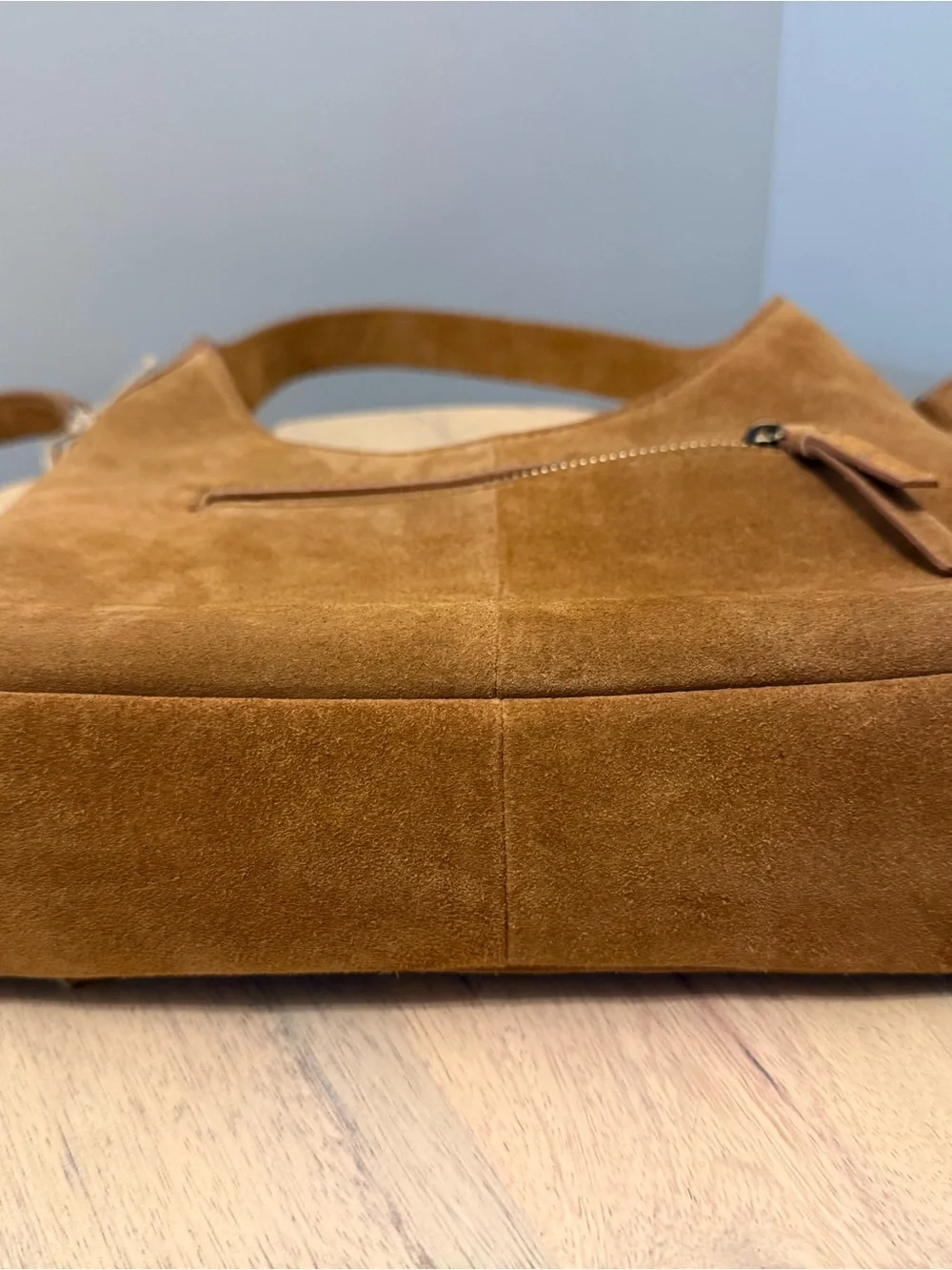 Leather Suede Fringe Hand Bag/Crossbody Bag in Camel, NWT